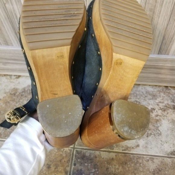 Tory Burch Suede Brayden Slingback Black Clogs - Picture 10 of 16